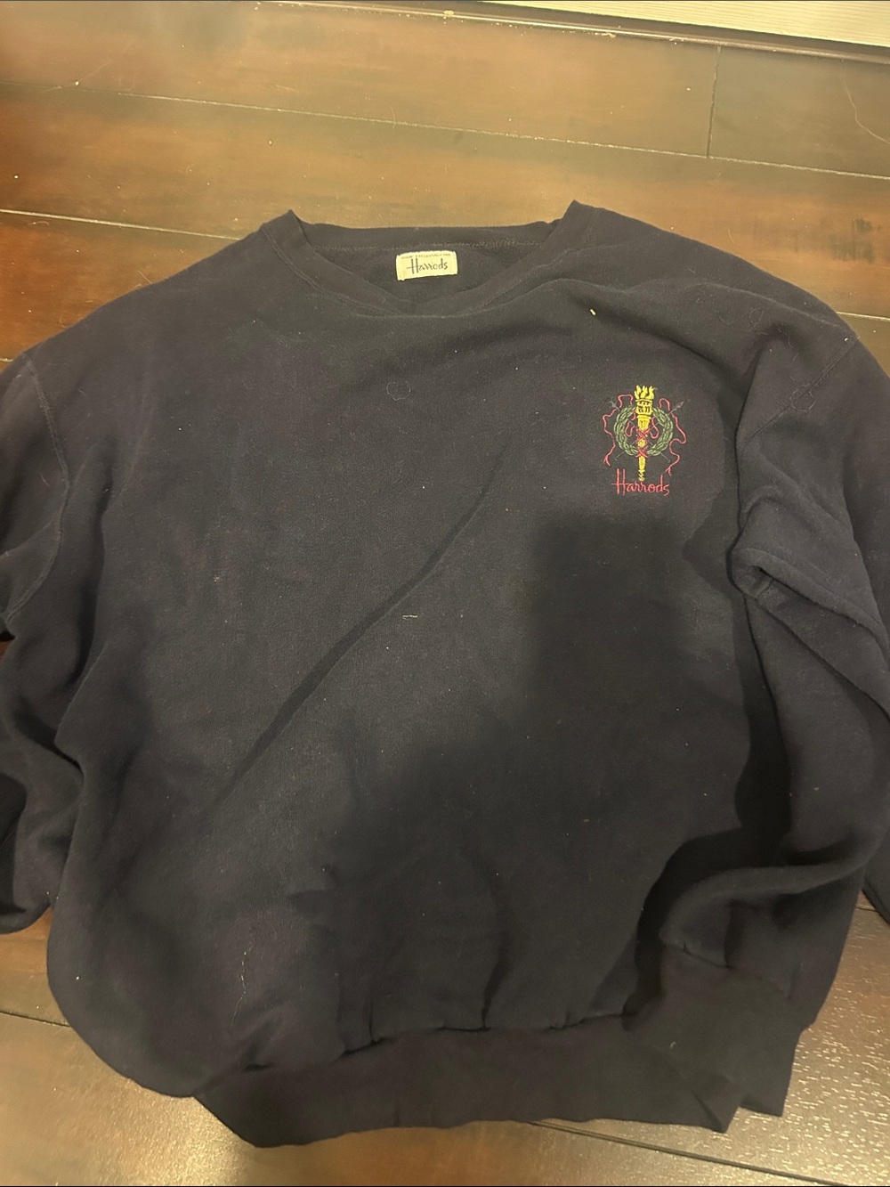 Harrods Navy Crewneck Sweater with Embroidered Crest
